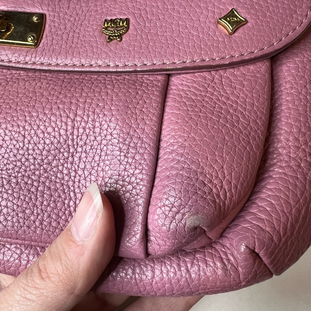 MCM Rose Pink Leather Gold Chain Link Shoulder Bag - Picture 5 of 8